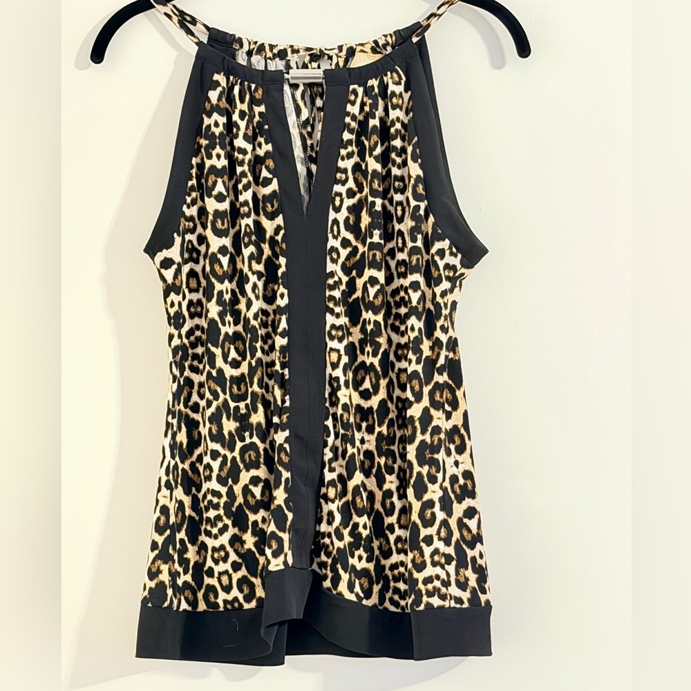 Miss Tina Halter Animal Print Key Hole Designed Top Size M
